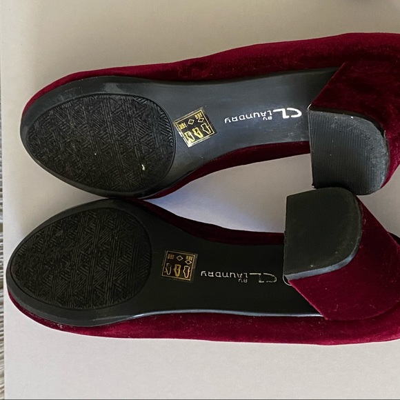 CL by Laundry Velvet Wine Block Heels Round Toe 7M - Picture 16 of 16